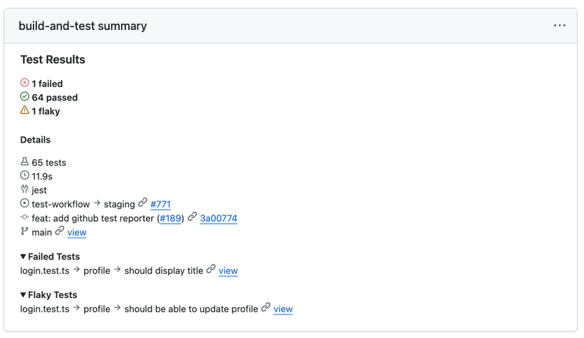GitHub Test Reporter